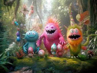 Produktbild: CALVENDO Puzzle Monsterparty im Dschungel | 1000 Teile Lege-Gr&ouml;&szlig;e 64x48cm Foto-Puzzle f&uuml;r gl&uuml;ckliche Stunden