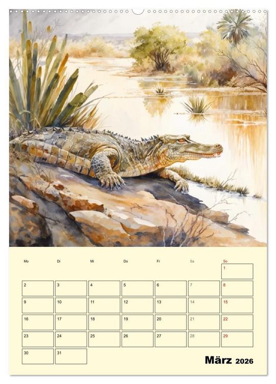 Produktbild: Sch&ouml;ne Aquarelle. Darstellungen von Afrikas Wildtieren (hochwertiger Premium Wandkalender 2026 DIN A2 hoch), Kunstdruck in Hochglanz
