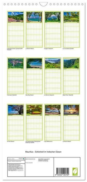 Produktbild: Familienplaner 2027 - Mauritius - Sch&ouml;nheit im Indischen Ozean mit 5 Spalten (Wandkalender, 21 x 45 cm) CALVENDO