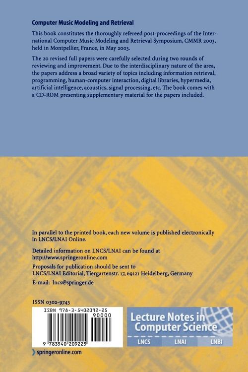 Produktbild: Computer Music Modeling and Retrieval
