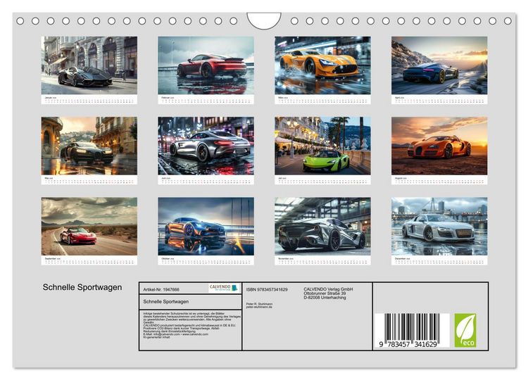 Produktbild: Schnelle Sportwagen (Wandkalender 2026 DIN A4 quer), CALVENDO Monatskalender