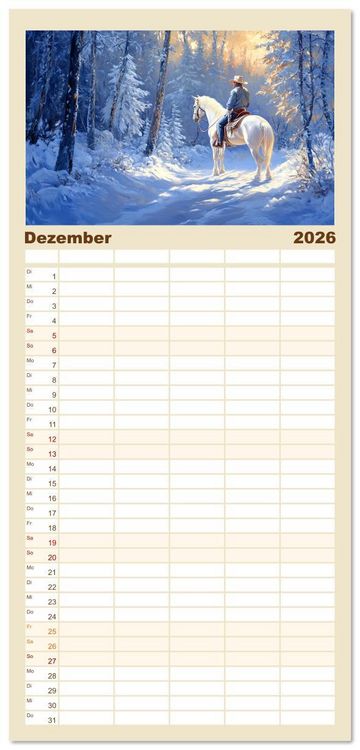 Produktbild: Familienplaner 2026 - Pferde, Freiheit, Westernreiten mit 5 Spalten (Wandkalender, 21 x 45 cm) CALVENDO