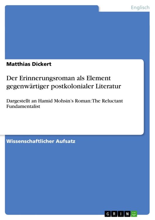 Produktbild: Der Erinnerungsroman als Element gegenw&auml;rtiger postkolonialer Literatur