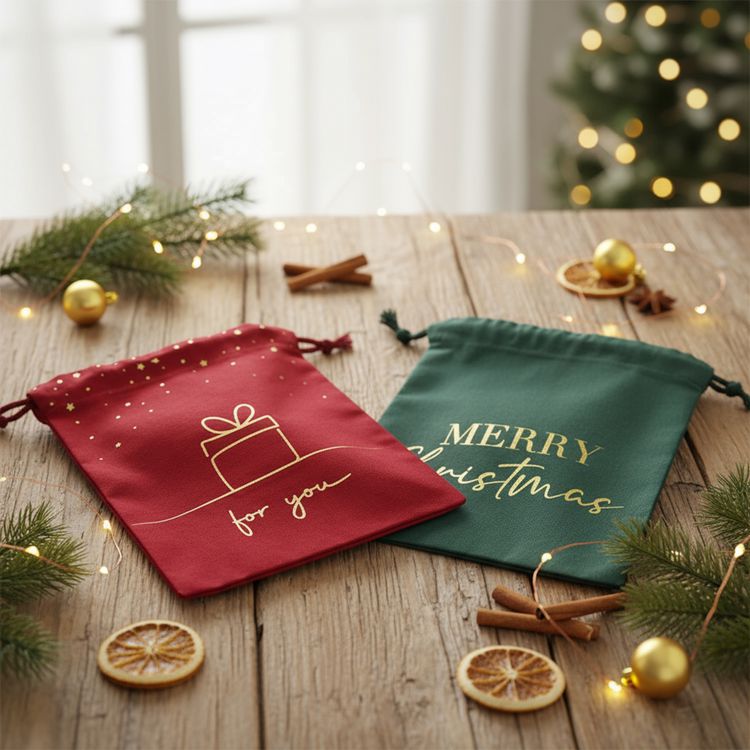 Produktbild: Geschenkbeutel "Merry Christmas" - dark green