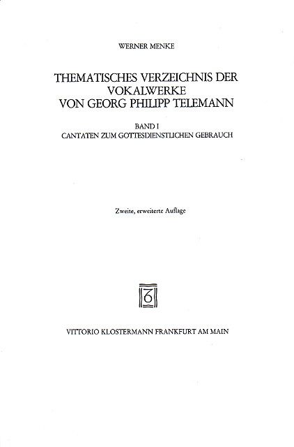 Produktbild: Thematisches Verzeichnis der Vokalwerke von Georg Philipp Telemann