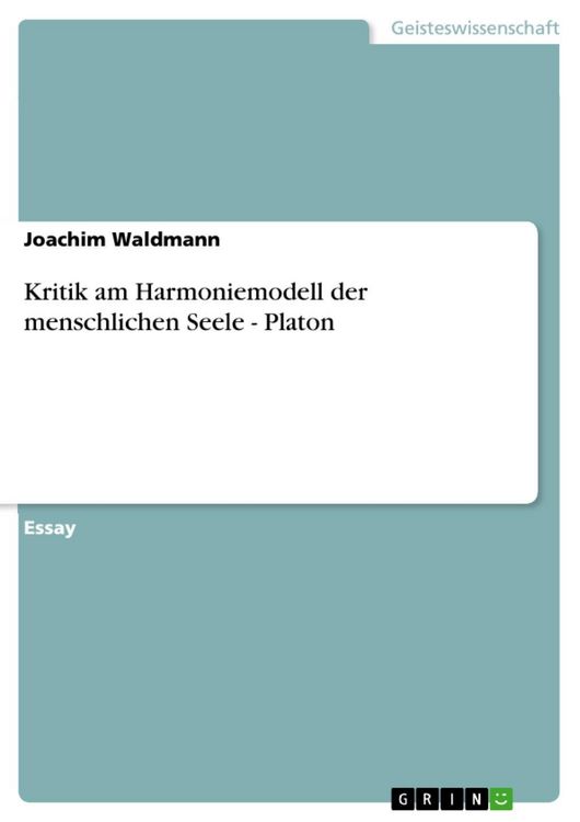 Produktbild: Kritik am Harmoniemodell der menschlichen Seele - Platon