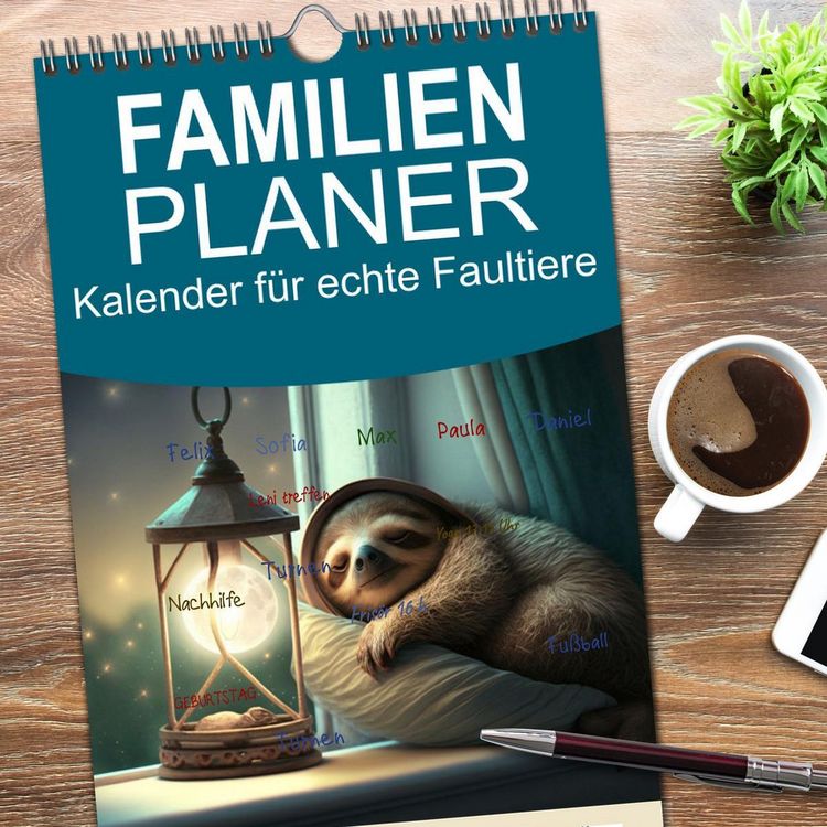 Produktbild: Familienplaner 2026 - Der Kalender f&uuml;r echte Faultiere mit 5 Spalten (Wandkalender, 21 x 45 cm) CALVENDO