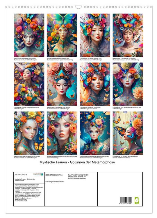 Produktbild: Mystische Frauen - G&ouml;ttinnen der Metamorphose (Wandkalender 2026 DIN A2 hoch), CALVENDO Monatskalender