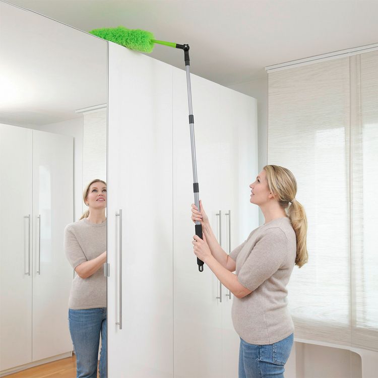 Produktbild: Mikrofaser-Staubwedel mit Teleskopstiel und Knickgelenk, antistatische Fasern