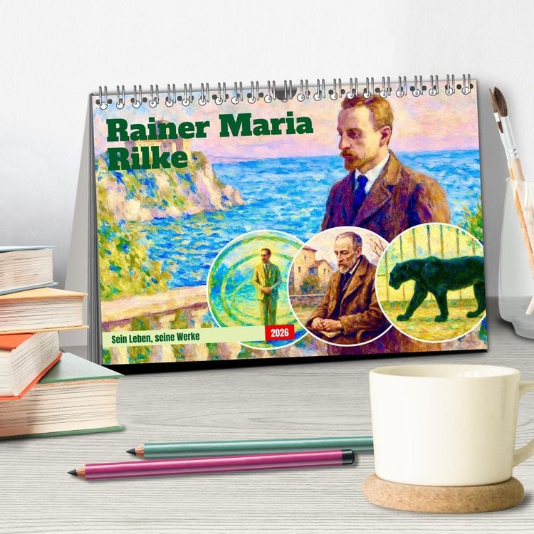 Produktbild: Rainer Maria Rilke. Sein Leben, seine Werke (Tischkalender 2026 DIN A5 quer), CALVENDO Monatskalender