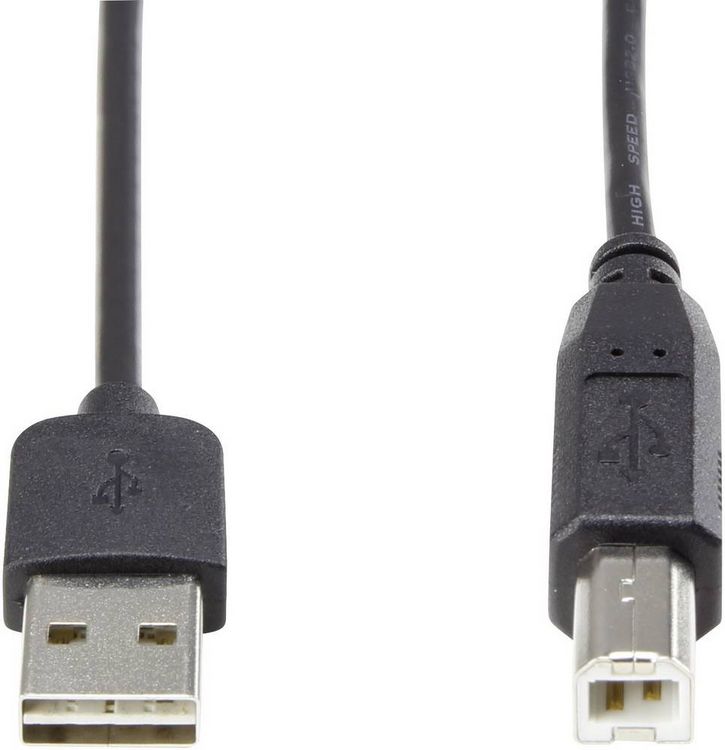 Produktbild: Renkforce USB-Kabel USB 2.0 USB-A Stecker, USB-B Stecker 1.80 m Schwarz beidseitig verwendbarer Stecker, vergoldete Steckkontakte RF-4078644