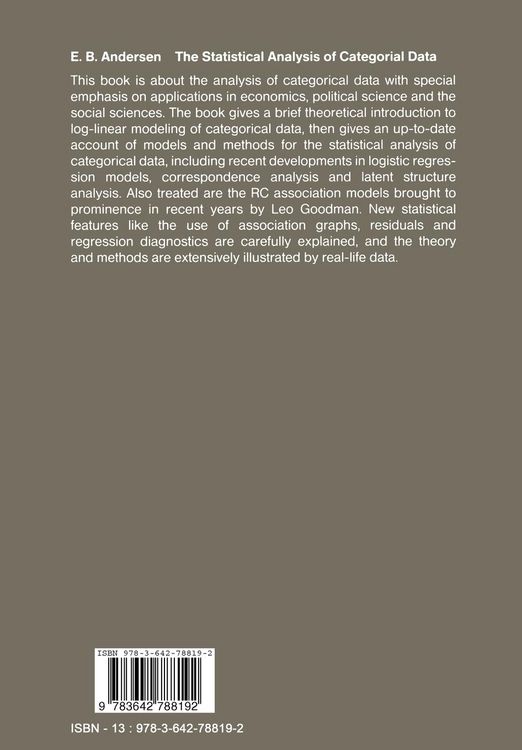 Produktbild: The Statistical Analysis of Categorical Data