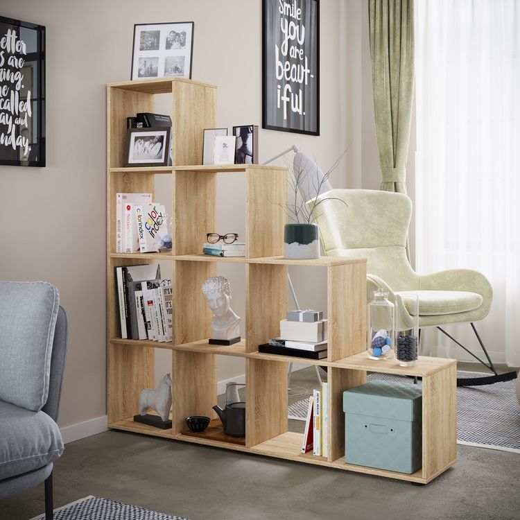 Produktbild: Holz Stand Treppenregal Regal 10 F&auml;cher Napoli