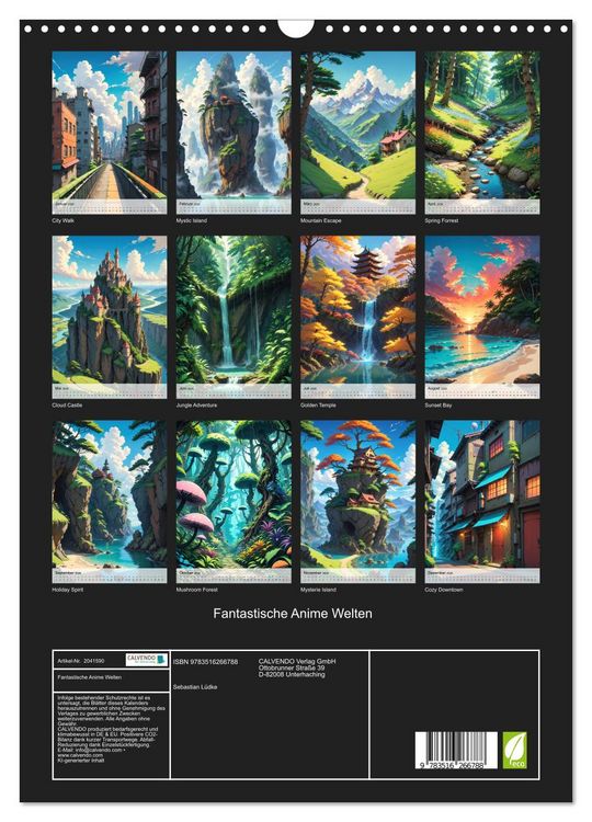 Produktbild: Fantastische Anime Welten (Wandkalender 2026 DIN A3 hoch), CALVENDO Monatskalender