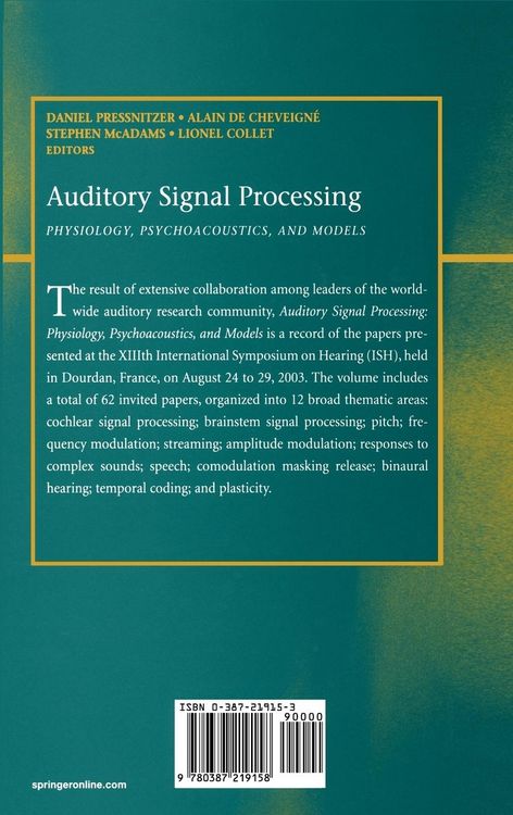 Produktbild: Auditory Signal Processing