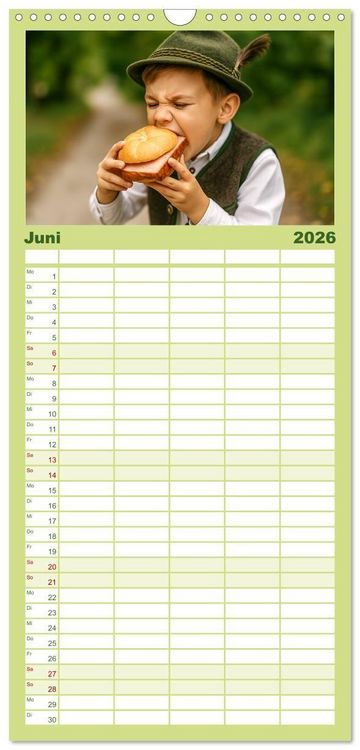 Produktbild: Familienplaner 2026 - Leberk&auml;se-Kalender - Die Leberk&auml;ssemmel aus Bayern mit 5 Spalten (Wandkalender, 21 x 45 cm) CALVENDO