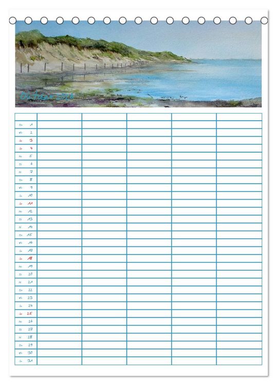 Produktbild: Amrumaquarelle (Tischkalender 2026 DIN A5 hoch), CALVENDO Monatskalender
