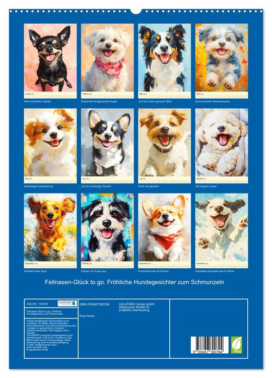 Produktbild: Fellnasen-Gl&uuml;ck to go. Fr&ouml;hliche Hundegesichter zum Schmunzeln (hochwertiger Premium Wandkalender 2026 DIN A2 hoch), Kunstdruck in Hochglanz