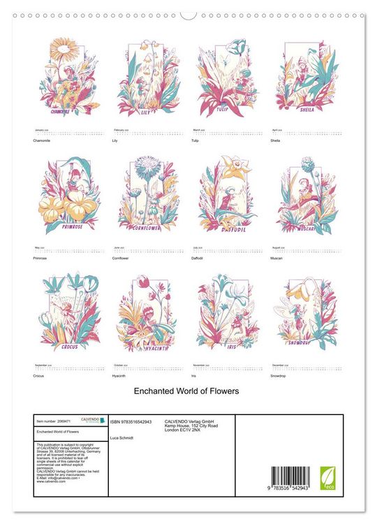Produktbild: Enchanted World of Flowers (High Quality Premium Wall Calendar 2026 DIN A2 portrait),CALVENDO 12 Month Wall Calendar