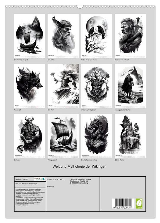 Produktbild: Welt und Mythologie der Wikinger (hochwertiger Premium Wandkalender 2026 DIN A2 hoch), Kunstdruck in Hochglanz