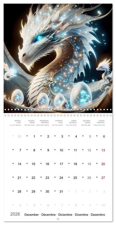 Produktbild: Moments d'amours de dragons (Calendrier mural carr&eacute; 2026 30x30 cm) Calendrier double avec une page pour vos prises de notes