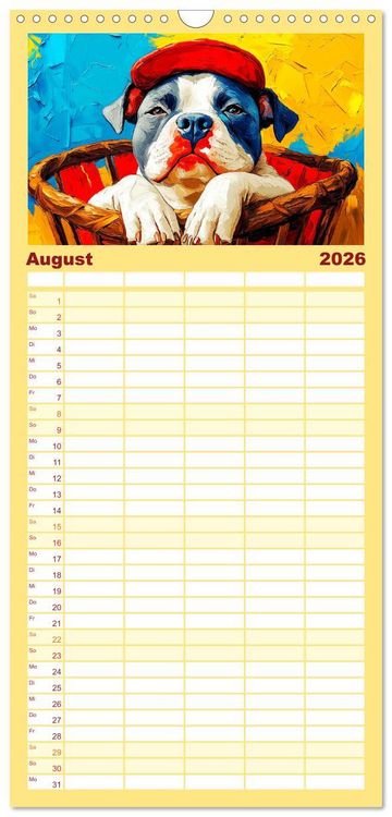 Produktbild: Familienplaner 2026 - Pit Bulls und Familie. Bunte Bull Breed Sch&ouml;nheiten mit 5 Spalten (Wandkalender, 21 x 45 cm) CALVENDO