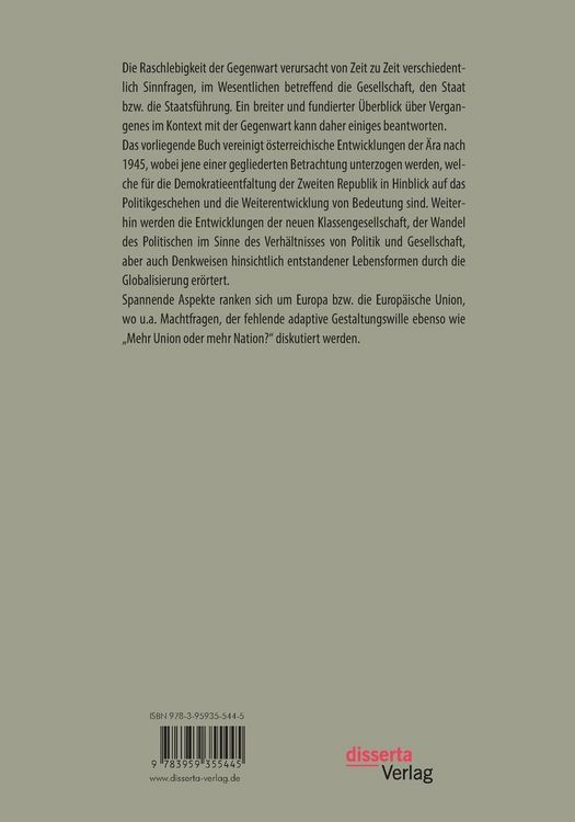 Produktbild: Die &ouml;sterreichische Demokratieentwicklung nach 1945: Gesellschaft und Staat im Wandel des Zeitgeschehens