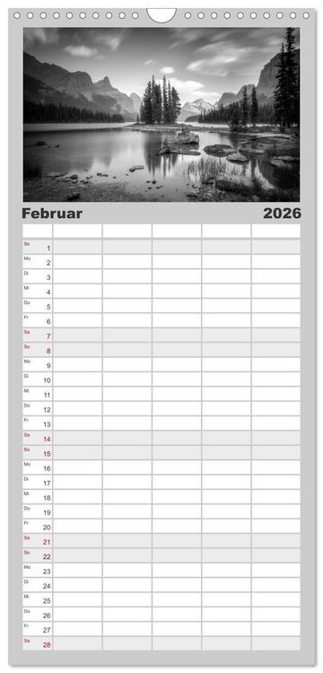 Produktbild: Familienplaner 2026 - Monochrome Wonders mit 5 Spalten (Wandkalender, 21 x 45 cm) CALVENDO