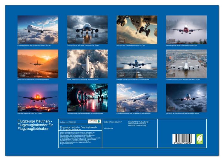 Produktbild: Flugzeuge hautnah - Flugzeugkalender f&uuml;r Flugzeugliebhaber (hochwertiger Premium Wandkalender 2026 DIN A2 quer), Kunstdruck in Hochglanz
