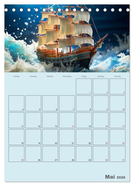 Produktbild: Schiffe, Fische und Piraten (Tischkalender 2026 DIN A5 hoch), CALVENDO Monatskalender