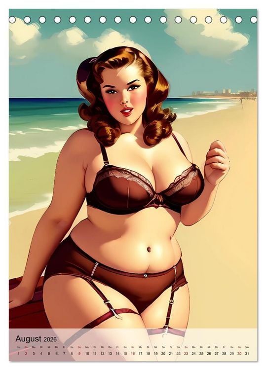 Produktbild: Pin up Girls Hei&szlig;e Kurven mit Retro Charme (Tischkalender 2026 DIN A5 hoch), CALVENDO Monatskalender