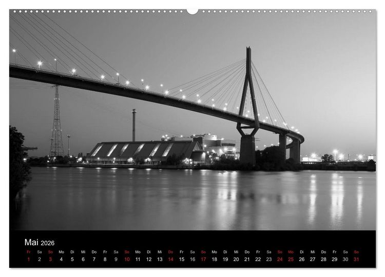 Produktbild: Hamburg monochrome Impressionen (hochwertiger Premium Wandkalender 2026 DIN A2 quer), Kunstdruck in Hochglanz