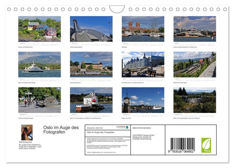 Produktbild: Oslo im Auge des Fotografen (Wandkalender 2026 DIN A4 quer), CALVENDO Monatskalender