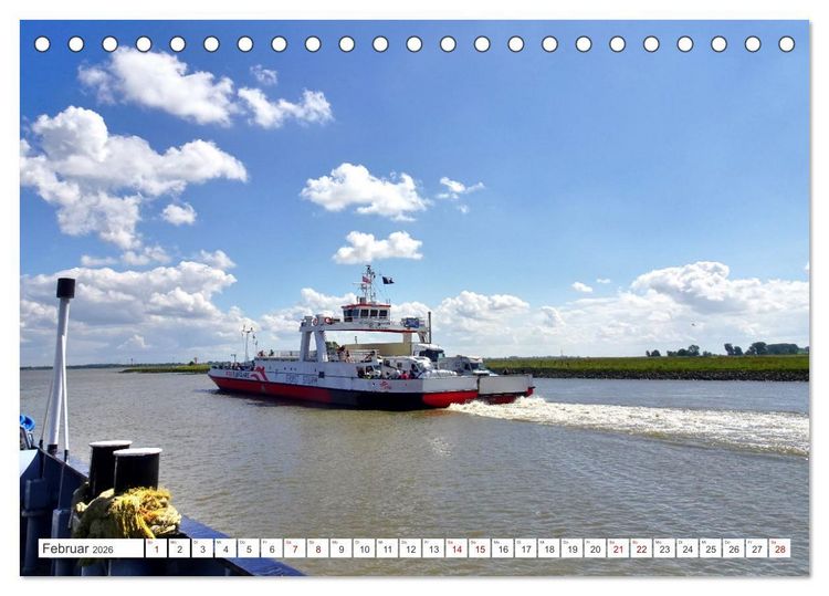Produktbild: Elbf&auml;hre - Gl&uuml;ckstadt-Wischhafen (Tischkalender 2026 DIN A5 quer), CALVENDO Monatskalender