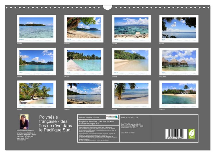 Produktbild: Polyn&eacute;sie fran&ccedil;aise - des &icirc;les de r&ecirc;ve dans le Pacifique Sud (Calendrier mural 2026 DIN A3 vertical), CALVENDO calendrier mensuel