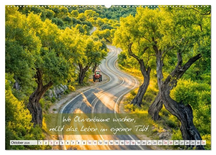 Produktbild: Wege zwischen Asphalt und Himmel - Achtsamkeitskalender mit Weisheiten (hochwertiger Premium Wandkalender 2026 DIN A2 quer), Kunstdruck in Hochglanz
