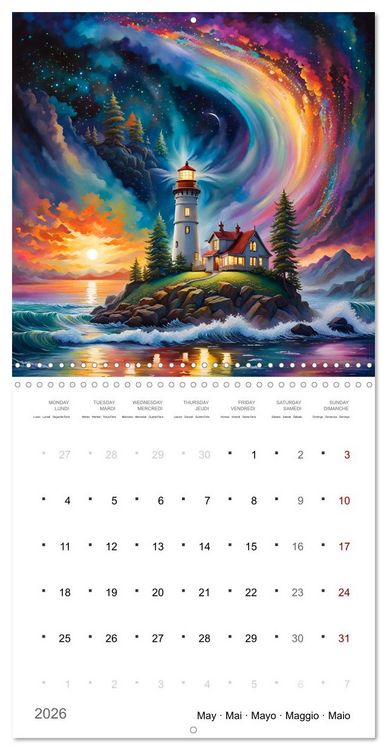 Produktbild: Phares romantiques (Calendrier mural carr&eacute; 2026 30x30 cm) Calendrier double avec une page pour vos prises de notes