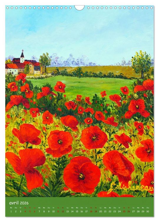 Produktbild: Coquelicots en peinture (Calendrier mural 2026 DIN A3 horizontal), CALVENDO calendrier mensuel