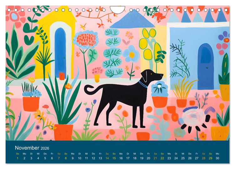 Produktbild: Hunde Kunstwerke - Hunde im Stil des Fauvismus k&uuml;nstlerisch gestaltet (Wandkalender 2026 DIN A4 quer), CALVENDO Monatskalender