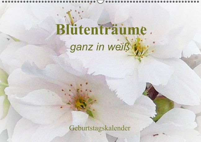Produktbild: Bl&uuml;tentr&auml;ume - ganz in wei&szlig; / Geburtstagskalender (Wandkalender immerw&auml;hrend DIN A2 quer)