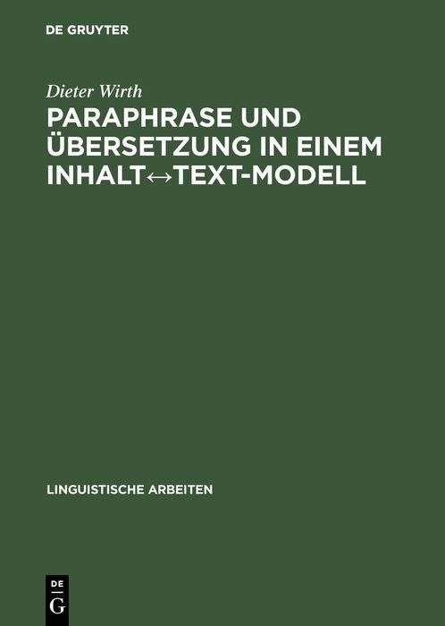 Produktbild: Paraphrase und &Uuml;bersetzung in einem Inhalt&iquest;Text-Modell