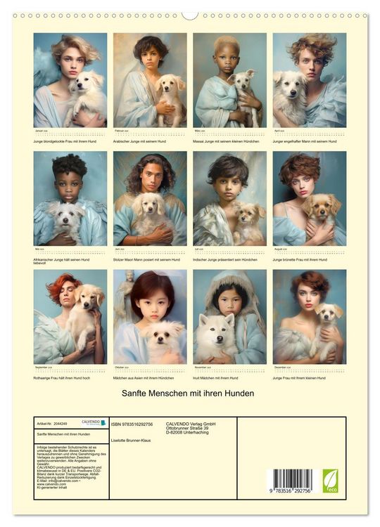 Produktbild: Sanfte Menschen mit ihren Hunden (hochwertiger Premium Wandkalender 2026 DIN A2 hoch), Kunstdruck in Hochglanz