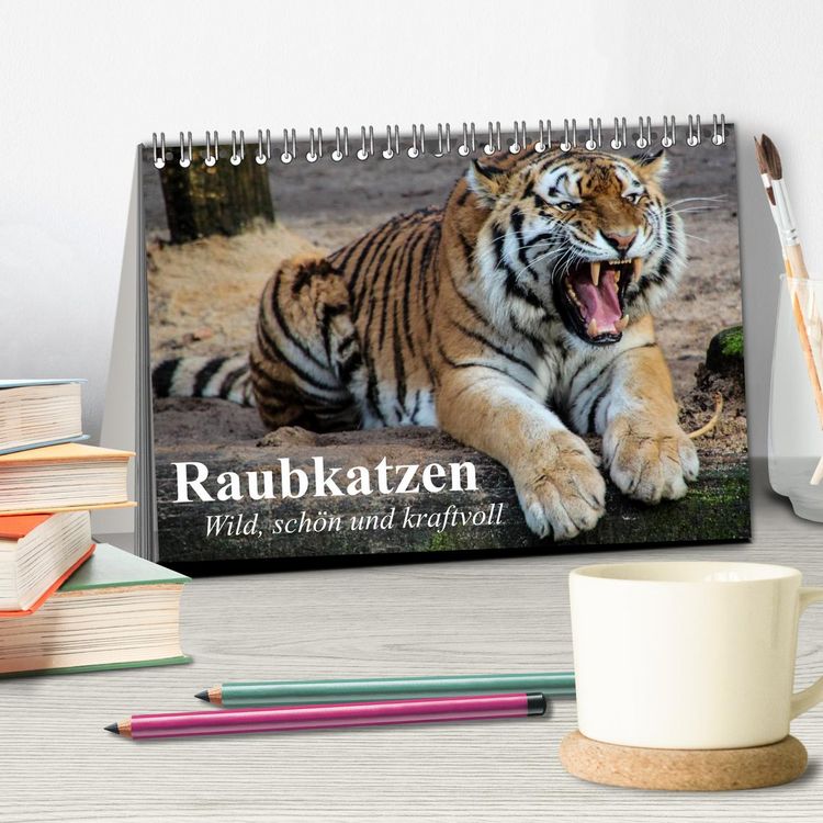 Produktbild: Raubkatzen. Wild, sch&ouml;n und kraftvoll (Tischkalender 2026 DIN A5 quer), CALVENDO Monatskalender