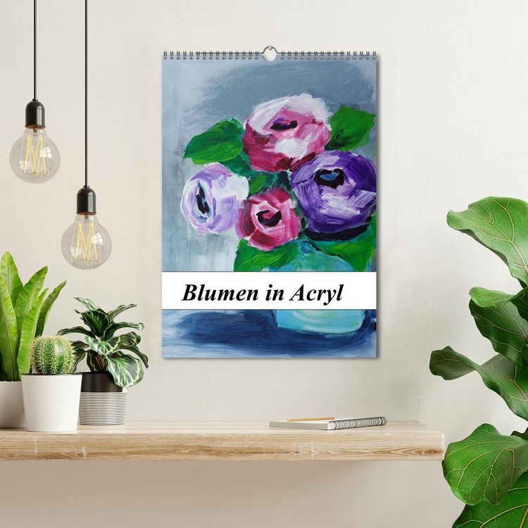 Produktbild: Blumen in Acryl (Wandkalender 2026 DIN A3 hoch), CALVENDO Monatskalender