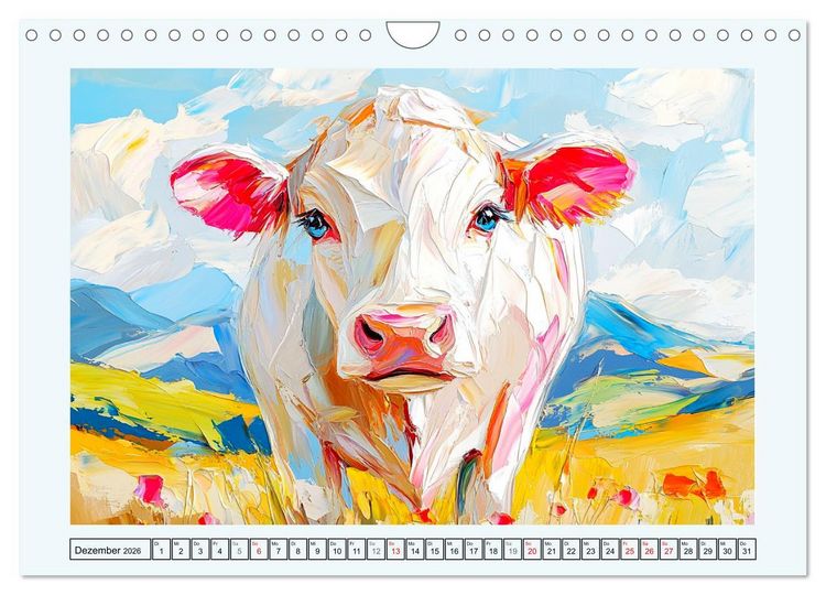 Produktbild: K&uuml;he im &Ouml;lgem&auml;lde-Stil. Ein Jahr mit lieblichen Tieren (Wandkalender 2026 DIN A4 quer), CALVENDO Monatskalender