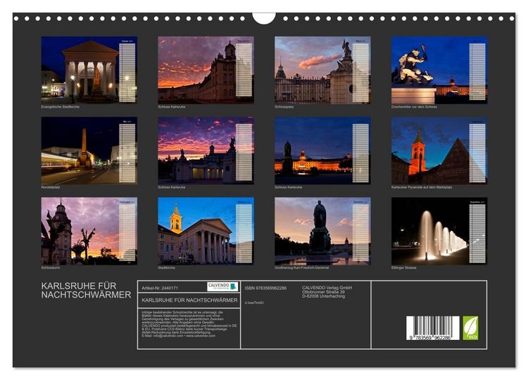 Produktbild: KARLSRUHE F&Uuml;R NACHTSCHW&Auml;RMER (Wandkalender 2027 DIN A3 quer), CALVENDO Monatskalender