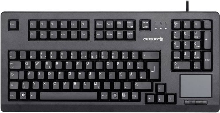 Produktbild: CHERRY Touchboard G80-11900 USB Tastatur Deutsch, QWERTZ Schwarz Integriertes Touchpad, Maustasten, 19" Anwendungen