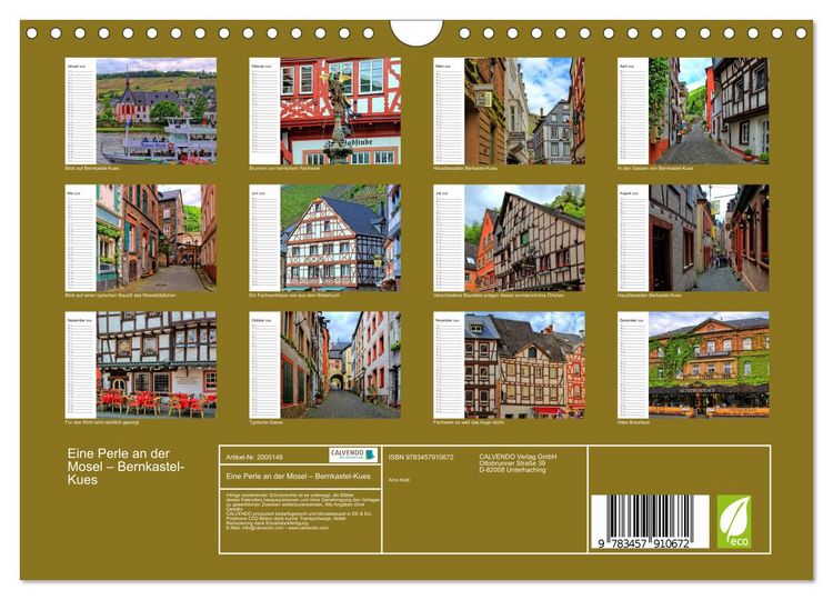 Produktbild: Eine Perle an der Mosel &ndash; Bernkastel-Kues (Wandkalender 2026 DIN A4 quer), CALVENDO Monatskalender