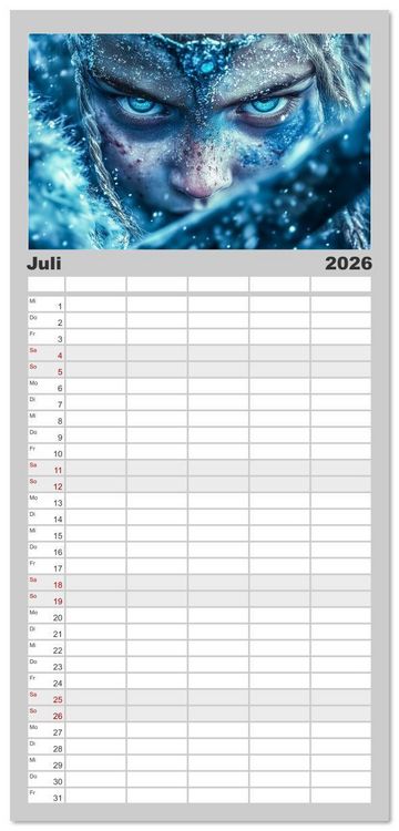 Produktbild: Familienplaner 2026 - Die G&ouml;tter des Nordens mit 5 Spalten (Wandkalender, 21 x 45 cm) CALVENDO