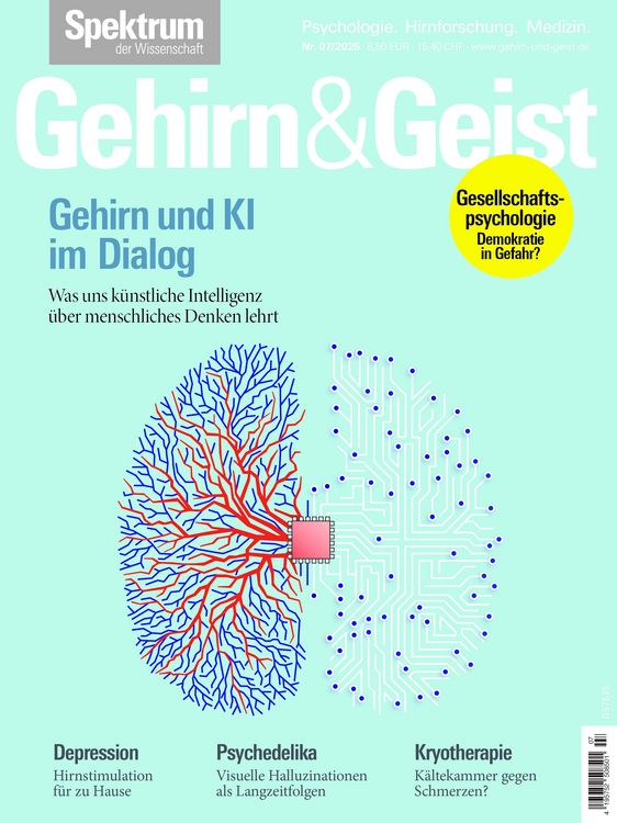 Produktbild: Gehirn&Geist 7/2025 Gehirn und KI im Dialog